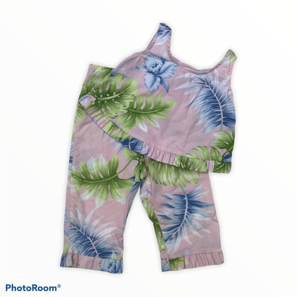 Vintage Other - Vintage Hawaiian Two Piece Pink Hawaiian Print 2T Toddler Girls
